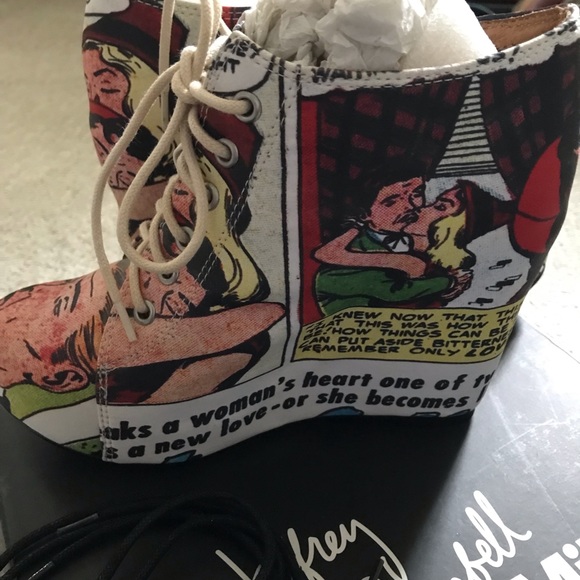BNIB Jeffrey Campbell x Black Milk ‘Sick of Men’ 99 Tie Lace-Up Wedges / Size 7 - Picture 5 of 12
